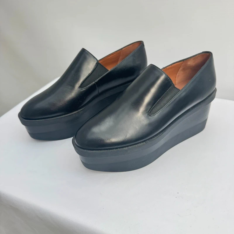 & Other Stories Black Leather Platform Wedge Loafers EU 36 UK 3.5–4 - Image 5