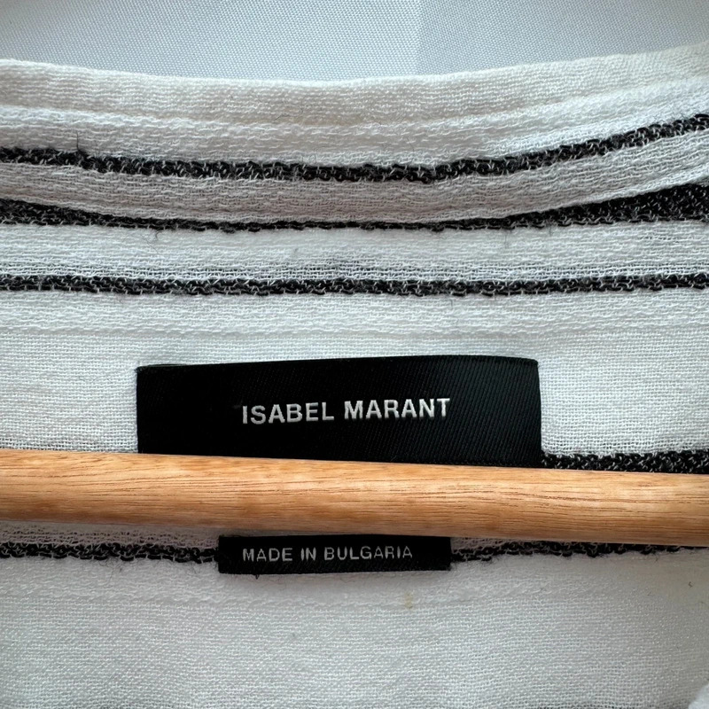 Isabel Marant White Black Stripe Henley Blouse FR38 UK10 RRP £315 - Image 4