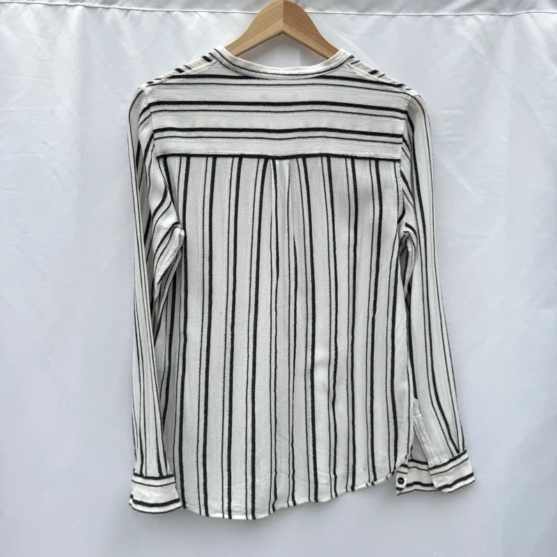 Isabel Marant White Black Stripe Henley Blouse FR38 UK10 RRP £315 - Image 7