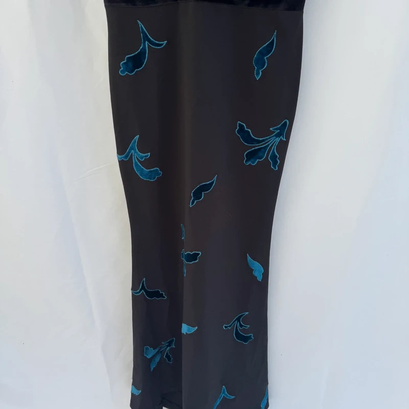 Alberto Makali Black Velvet Teal Floral Maxi Evening Dress UK 14 BNWT - Image 3