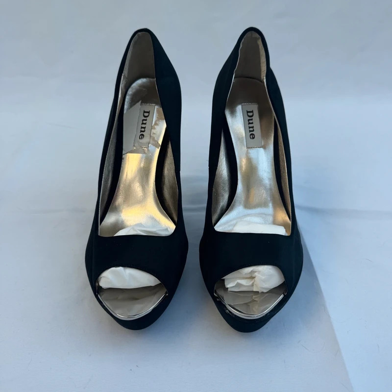 Dune Krossy Black Peep Toe Platform Silver Stiletto Heels Shoes UK 7 EU 40 - Image 3