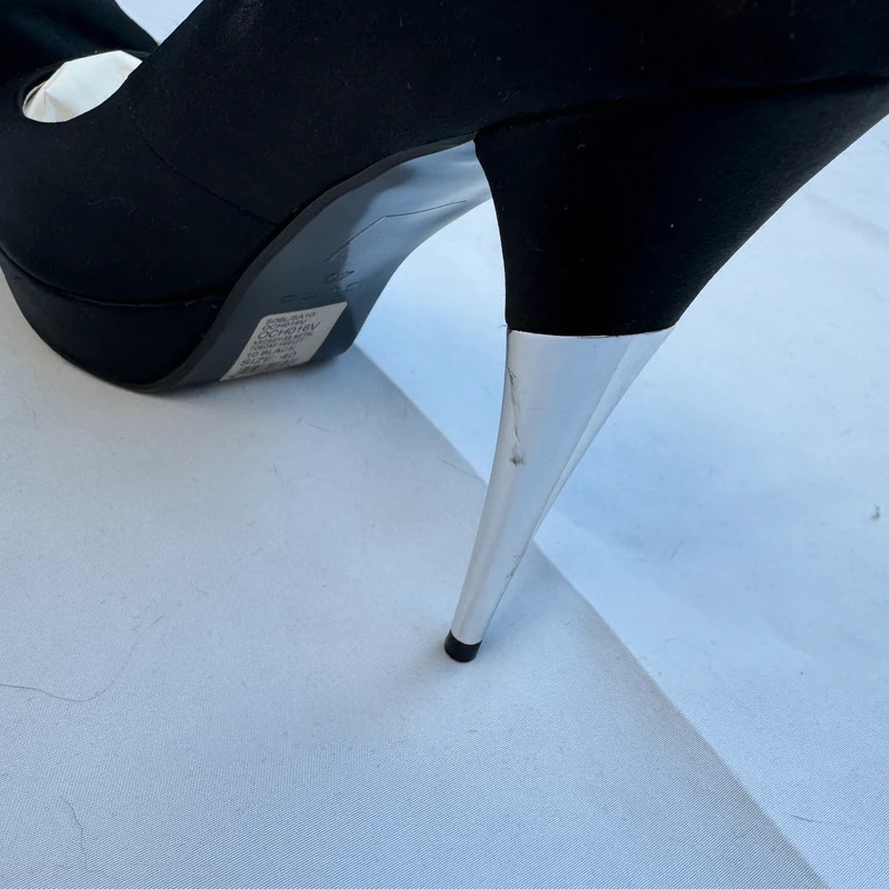 Dune Krossy Black Peep Toe Platform Silver Stiletto Heels Shoes UK 7 EU 40 - Image 6