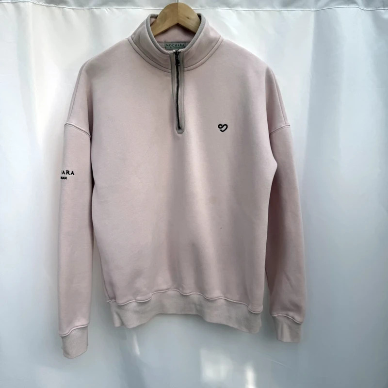 Mochara Equestrian Blush Pink Quarter Zip Sweatshirt Size L / UK 12–14