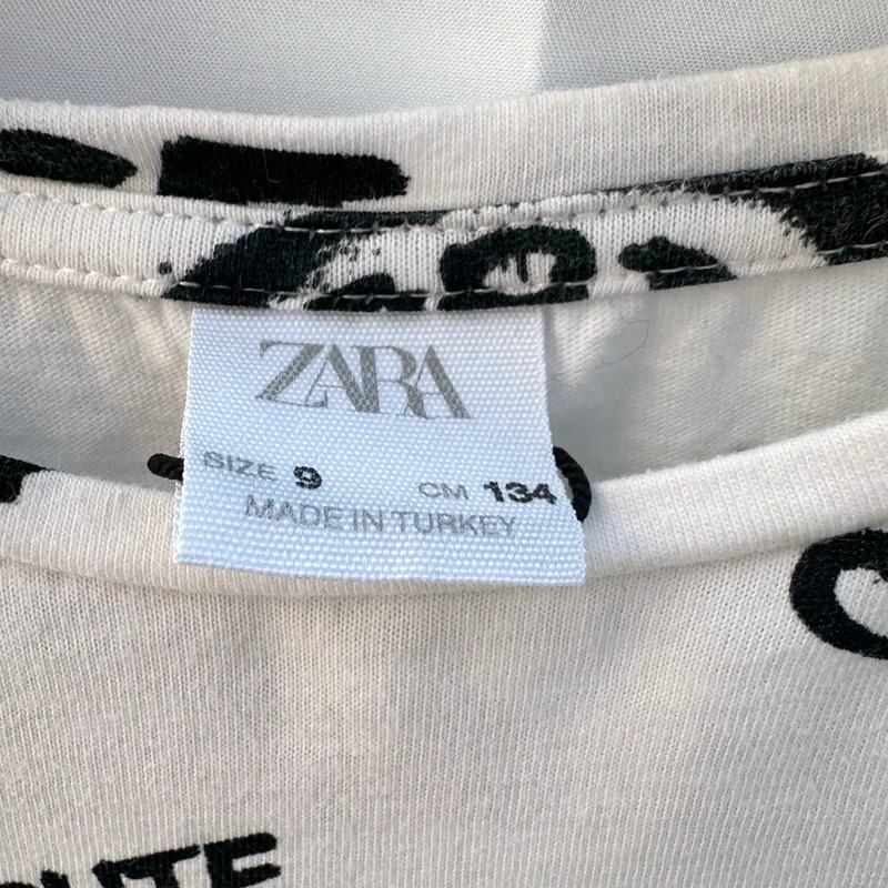 ZARA Kids Age 9 White Crop T-Shirt Rebel At Heart Graphic Print Short Sleeve Top - Image 3