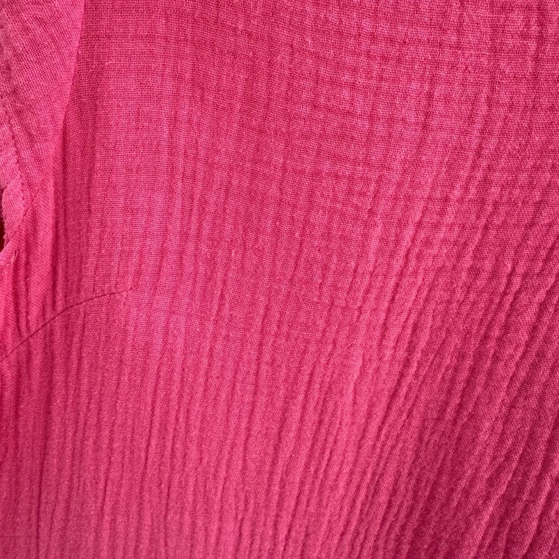 Mousqueton Pink Cotton Crinkle V-Neck Pocket Midi Dress UK 12 - Image 2