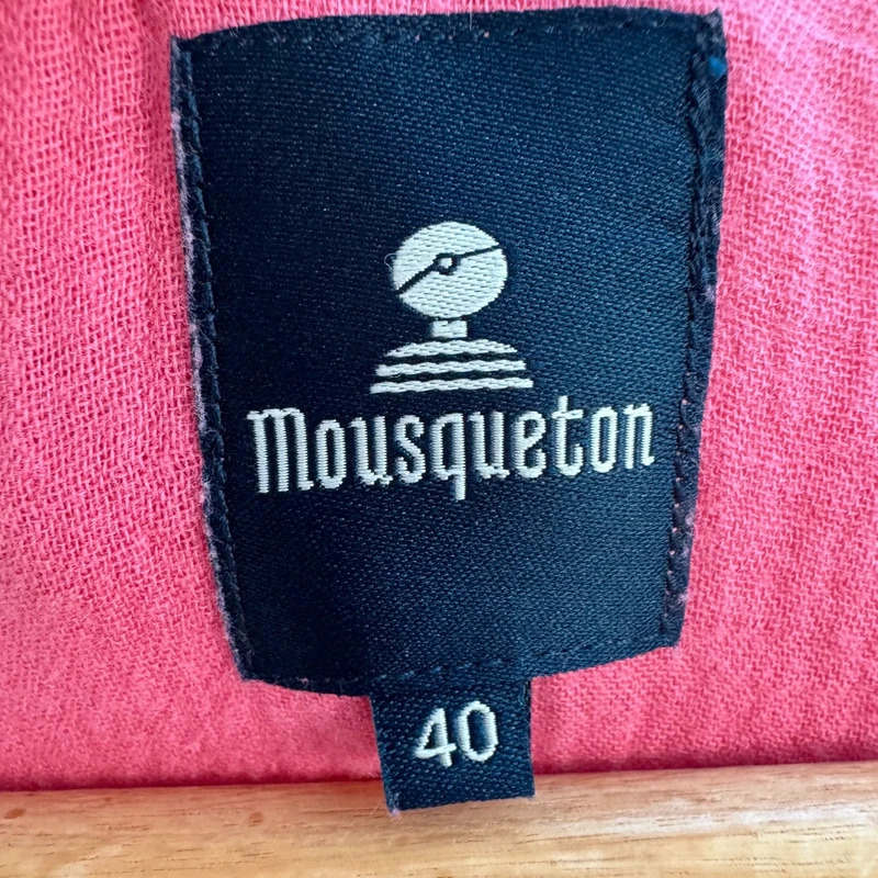 Mousqueton Pink Cotton Crinkle V-Neck Pocket Midi Dress UK 12 - Image 3