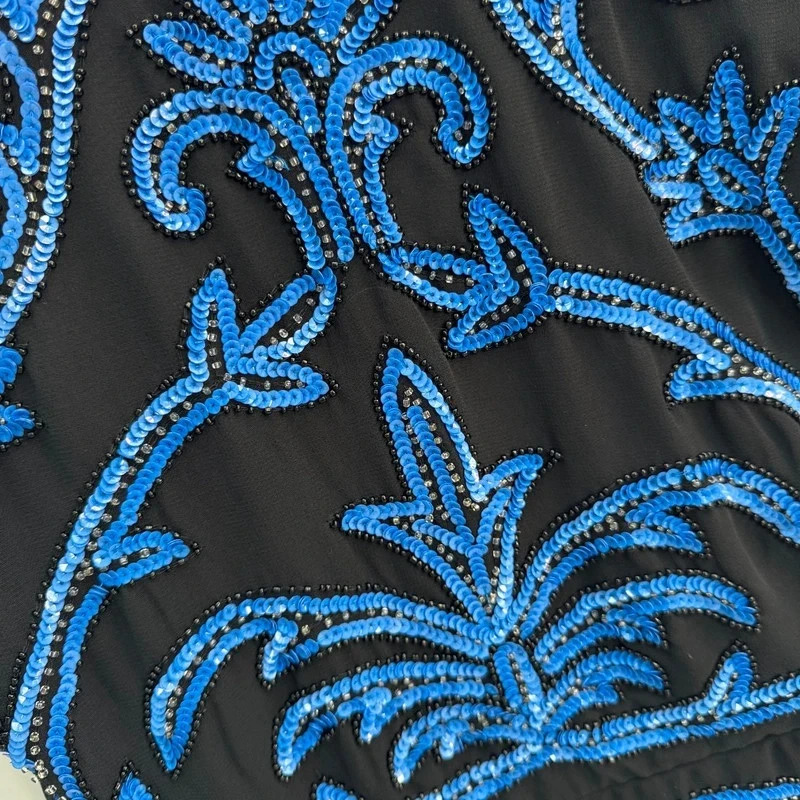 True Decadence Black Dress UK 10 Blue Sequin Beaded Embellished Mesh Party Mini - Image 2