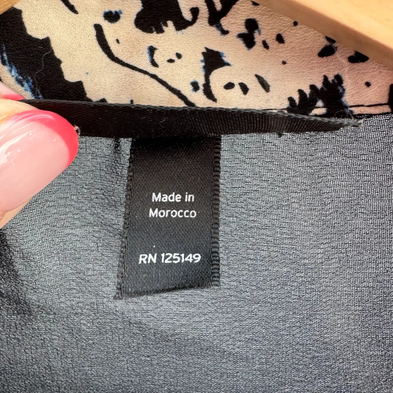 Topshop Blue Tile Print Shirt Long Sleeve Sheer Mesh Back Relaxed UK 8 10 12 - Image 4
