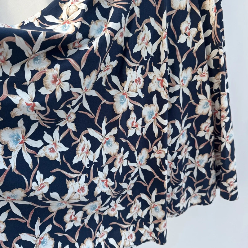 Jolie Moi Navy Orchid Floral Cotton Fit & Flare Midi Dress UK 10 Belted - Image 3