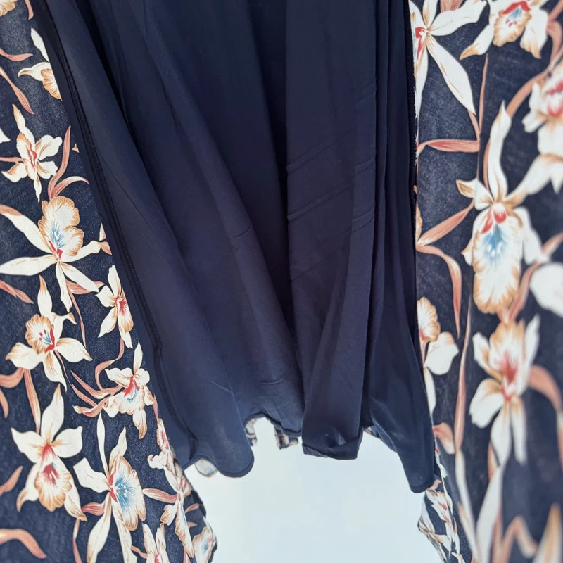 Jolie Moi Navy Orchid Floral Cotton Fit & Flare Midi Dress UK 10 Belted - Image 8