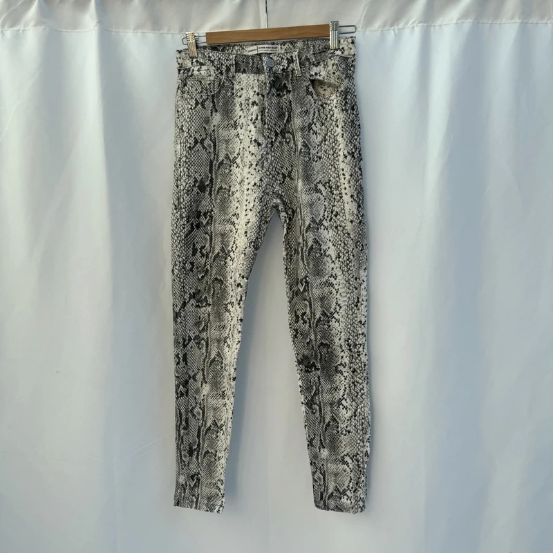 Stradivarius Premium Snake Print Jeans UK10 Super High Waist Skinny Stretch