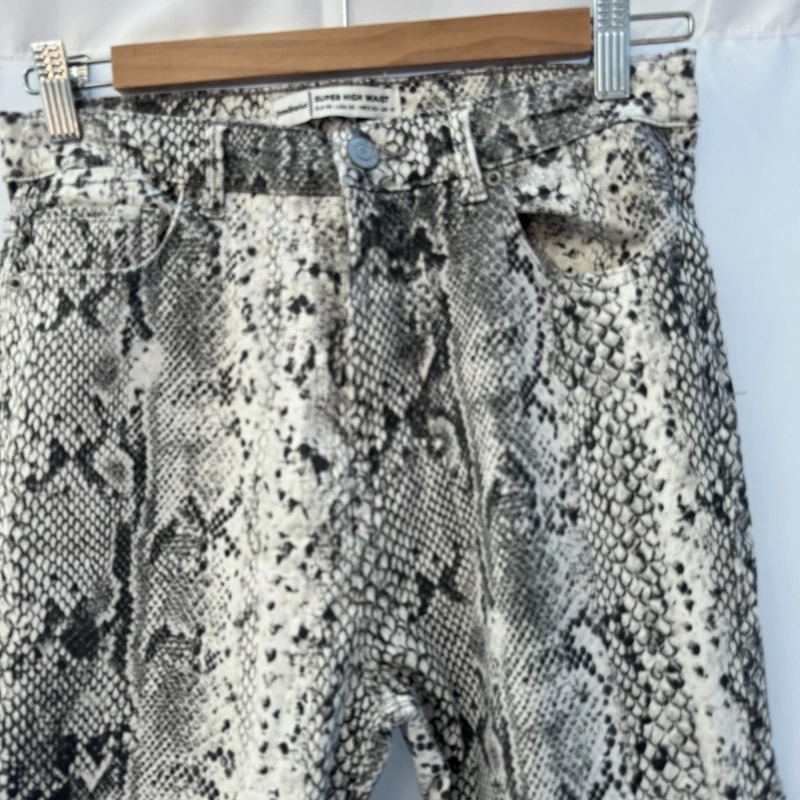 Stradivarius Premium Snake Print Jeans UK10 Super High Waist Skinny Stretch - Image 2