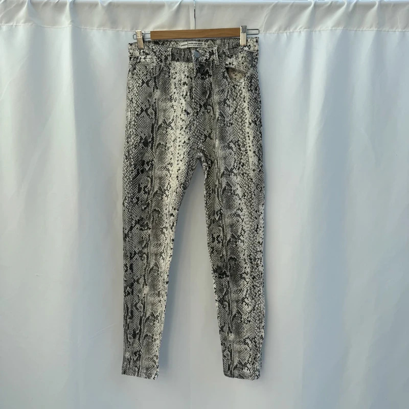 Stradivarius Premium Snake Print Jeans UK10 Super High Waist Skinny Stretch - Image 3