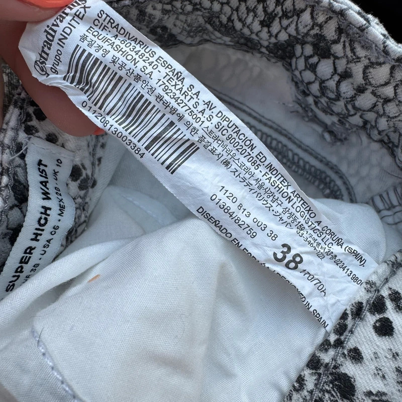 Stradivarius Premium Snake Print Jeans UK10 Super High Waist Skinny Stretch - Image 9