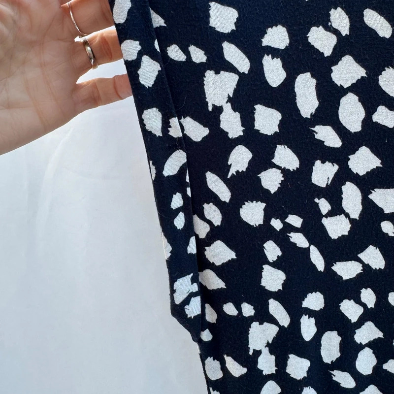ICHI Lisa Jumpsuit Size L Navy Cream Abstract Print Viscose Tie Waist Scandi - Image 4