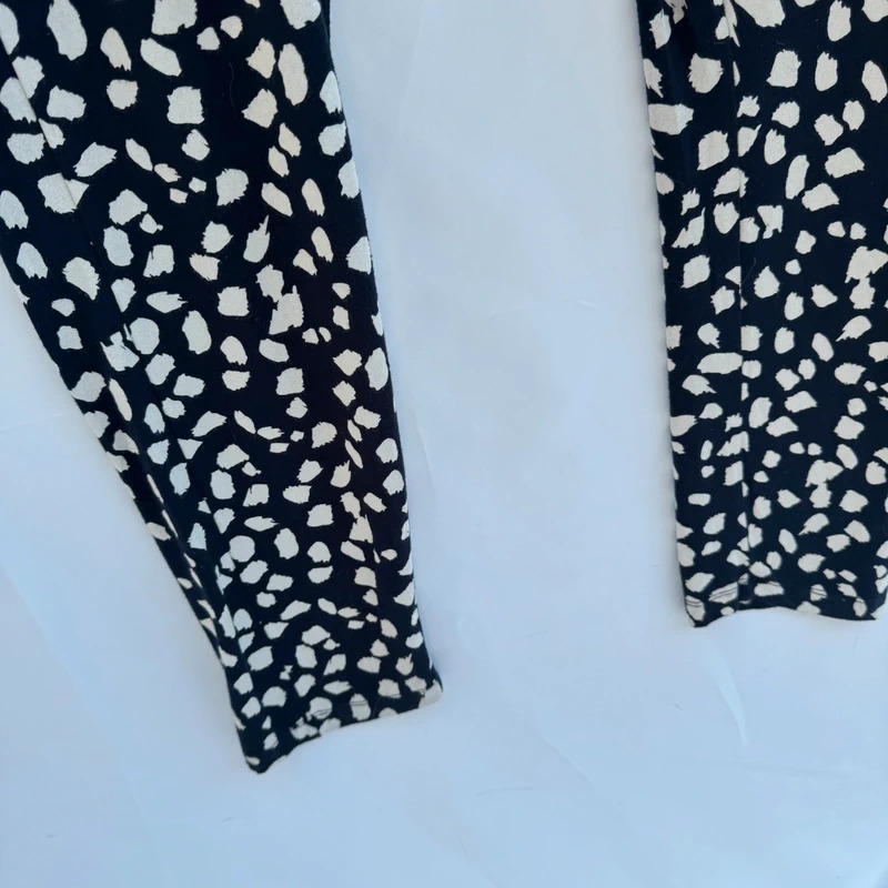 ICHI Lisa Jumpsuit Size L Navy Cream Abstract Print Viscose Tie Waist Scandi - Image 6