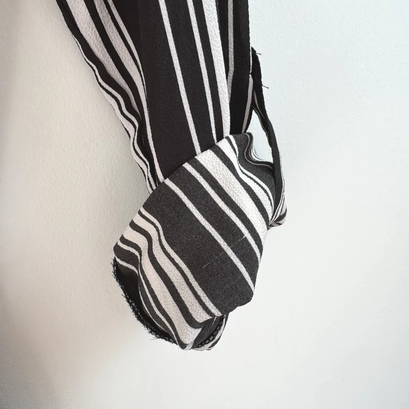 New Look Tall Black White Stripe Shirt Dress – UK 12 – Belted Tie-Waist – Roll Tab Sleeves - Image 2