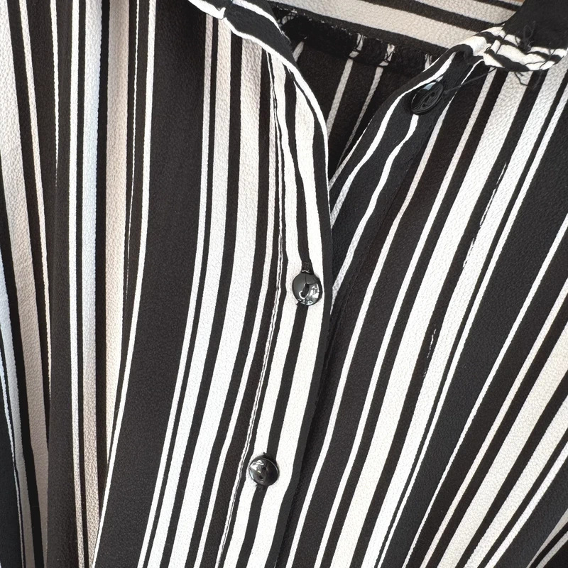 New Look Tall Black White Stripe Shirt Dress – UK 12 – Belted Tie-Waist – Roll Tab Sleeves - Image 3