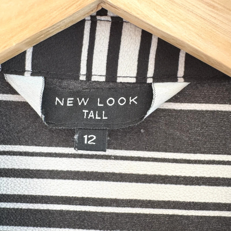 New Look Tall Black White Stripe Shirt Dress – UK 12 – Belted Tie-Waist – Roll Tab Sleeves - Image 4