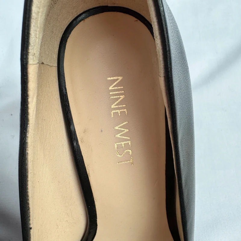Nine West Camya Black Leather Peep Toe Platform Heels UK 4 Wide Fit - Image 3