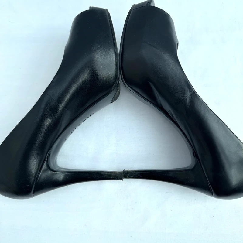 Nine West Camya Black Leather Peep Toe Platform Heels UK 4 Wide Fit - Image 7