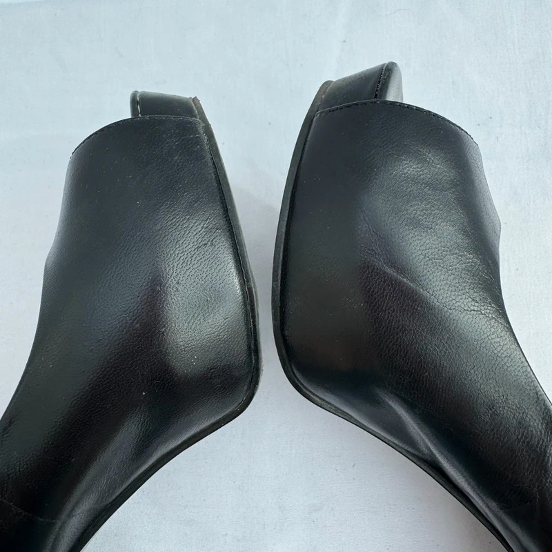 Nine West Camya Black Leather Peep Toe Platform Heels UK 4 Wide Fit - Image 9