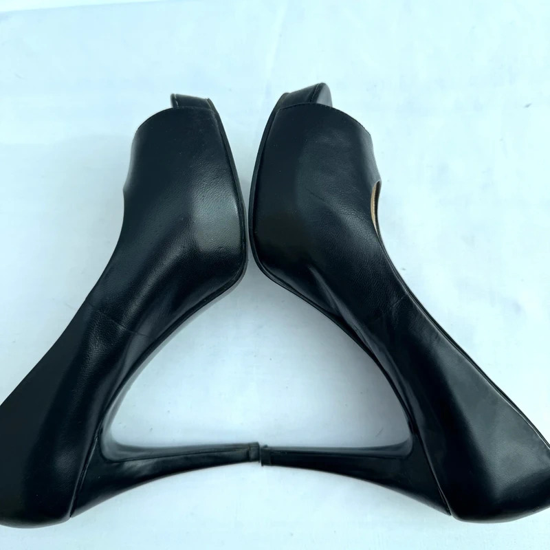 Nine West Camya Black Leather Peep Toe Platform Heels UK 4 Wide Fit - Image 10