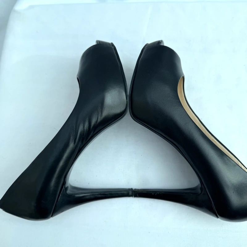 Nine West Camya Black Leather Peep Toe Platform Heels UK 4 Wide Fit - Image 11