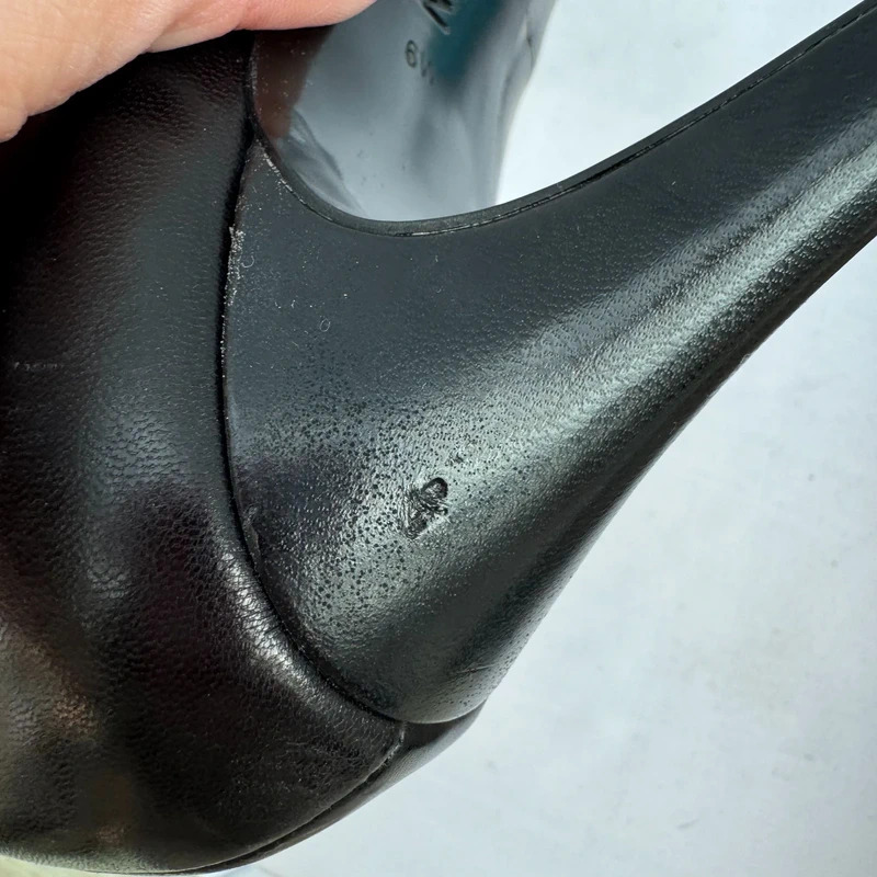 Nine West Camya Black Leather Peep Toe Platform Heels UK 4 Wide Fit - Image 13