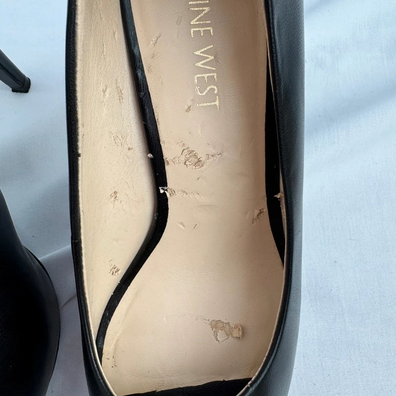 Nine West Camya Black Leather Peep Toe Platform Heels UK 4 Wide Fit - Image 14