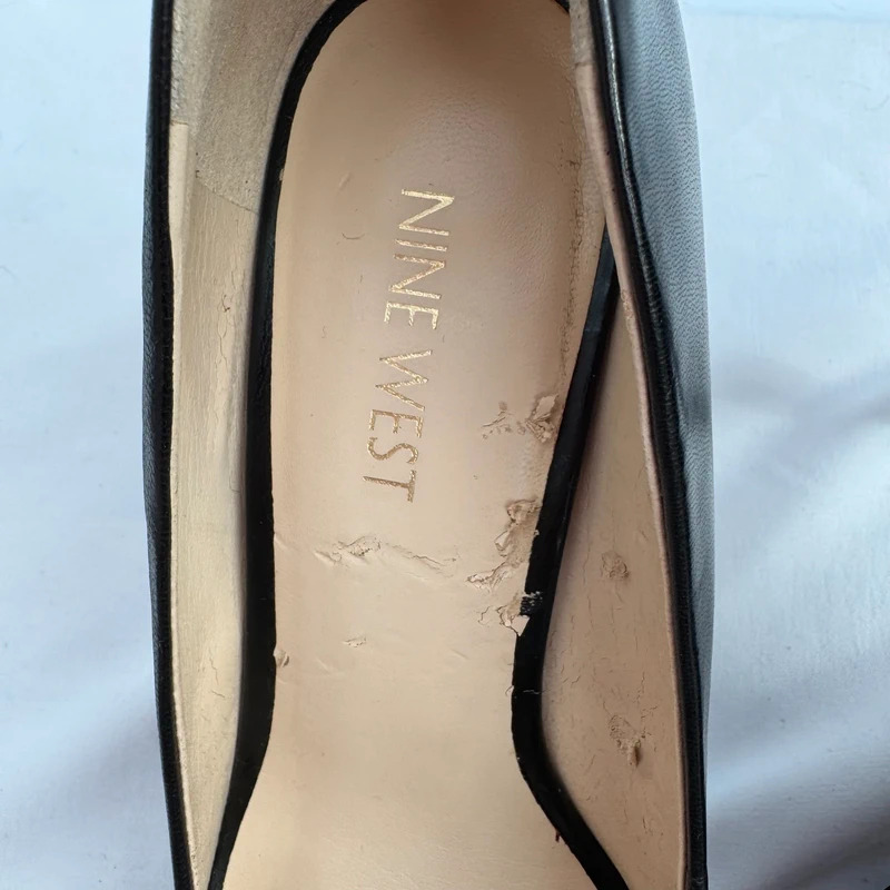 Nine West Camya Black Leather Peep Toe Platform Heels UK 4 Wide Fit - Image 15