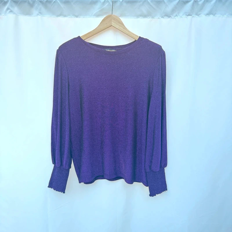 M&S Collection Purple Lurex Glitter Long Sleeve Top UK14 Party Occasion Shimmer