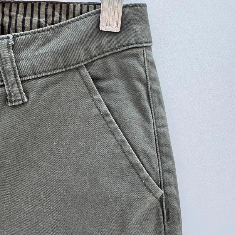 Love Jeans Khaki Green Chino Bermuda Shorts UK 10 Stretch Cotton Turn Up - Image 3