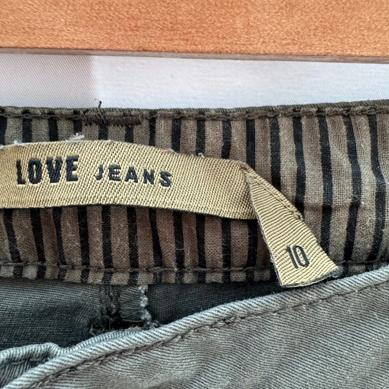 Love Jeans Khaki Green Chino Bermuda Shorts UK 10 Stretch Cotton Turn Up - Image 5