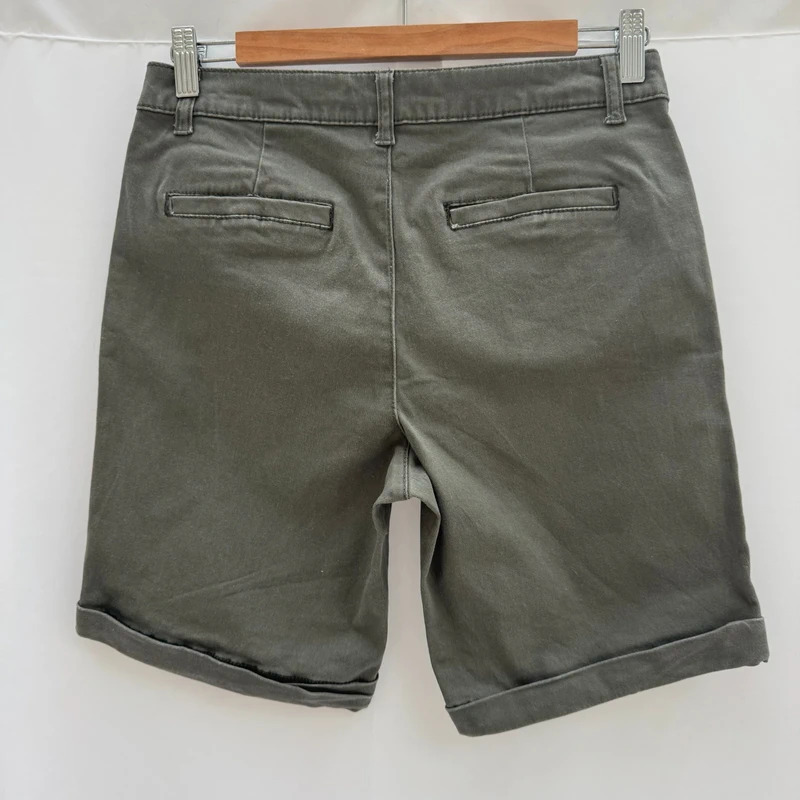 Love Jeans Khaki Green Chino Bermuda Shorts UK 10 Stretch Cotton Turn Up - Image 6