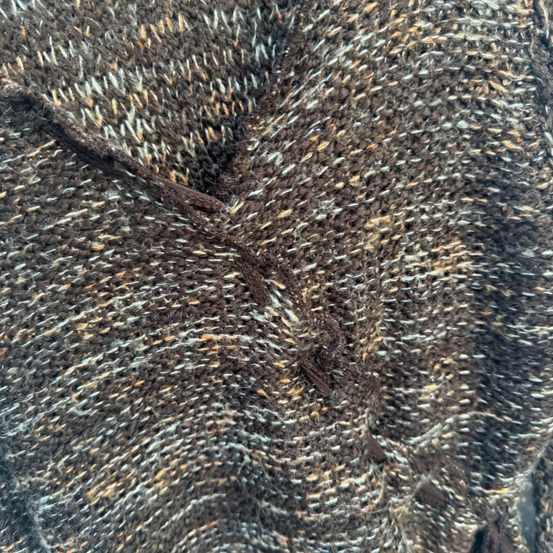 Vintage Y2K Frank Saul Wrap Cardigan Size M / UK 12–14 Brown Marled Mohair-Wool - Image 2