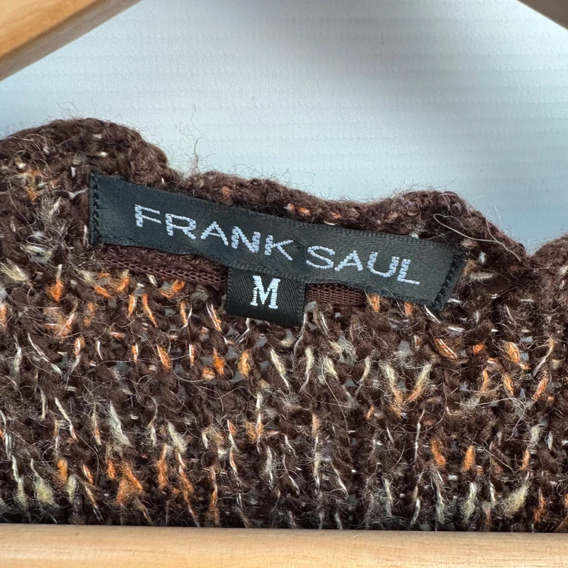 Vintage Y2K Frank Saul Wrap Cardigan Size M / UK 12–14 Brown Marled Mohair-Wool - Image 5