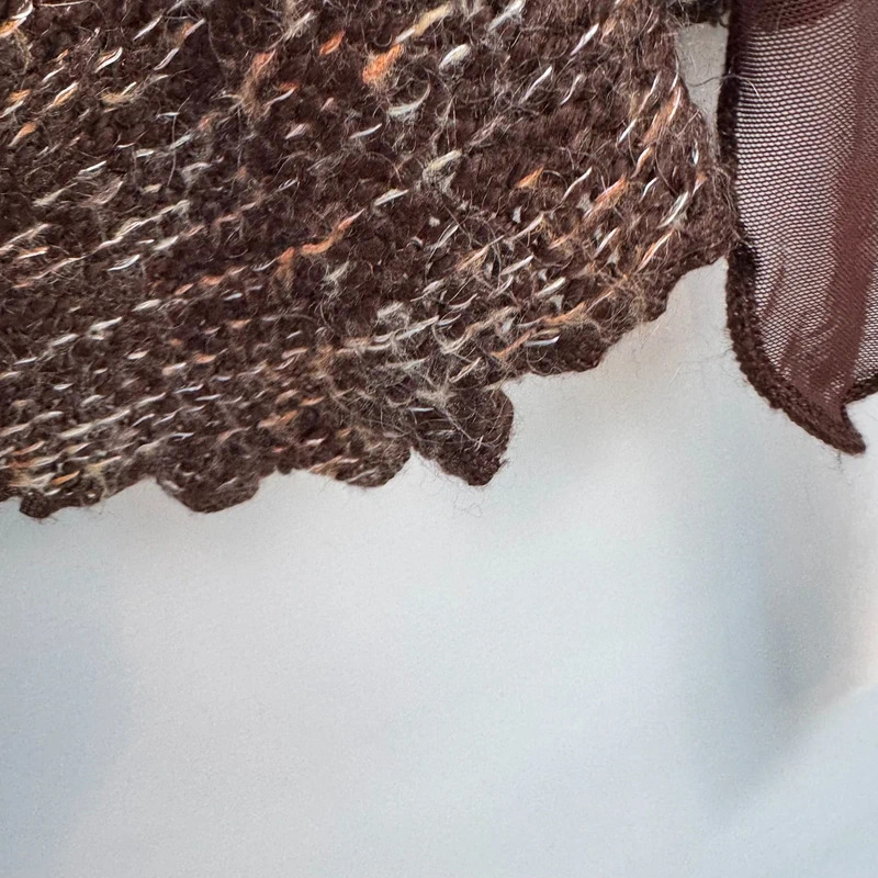 Vintage Y2K Frank Saul Wrap Cardigan Size M / UK 12–14 Brown Marled Mohair-Wool - Image 6