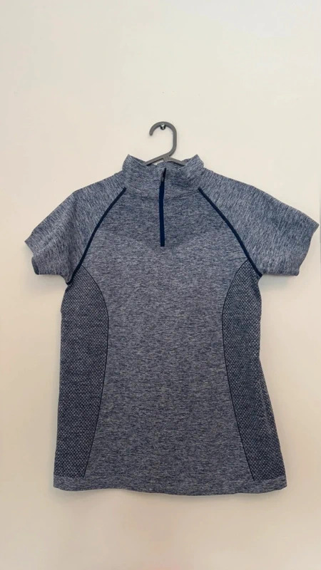 Crane 1/4 Zip Running Top Size L UK 16-18 Blue Marl Gym Equestrian