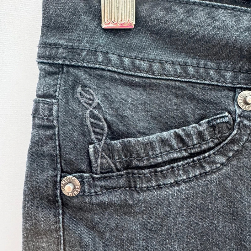 Genetic Denim Black Stretch Skinny Jeans Size 25 UK 6 Charcoal Designer Denim Y2K - Image 3