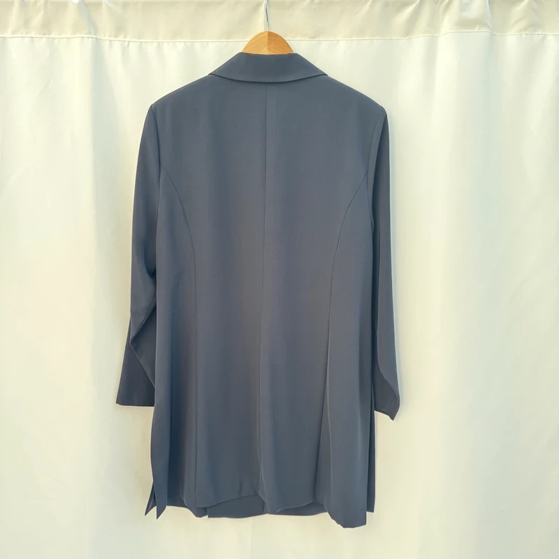 Godske Danish Design Navy Longline Blazer Frog Closure Vintage UK 18 - Image 10