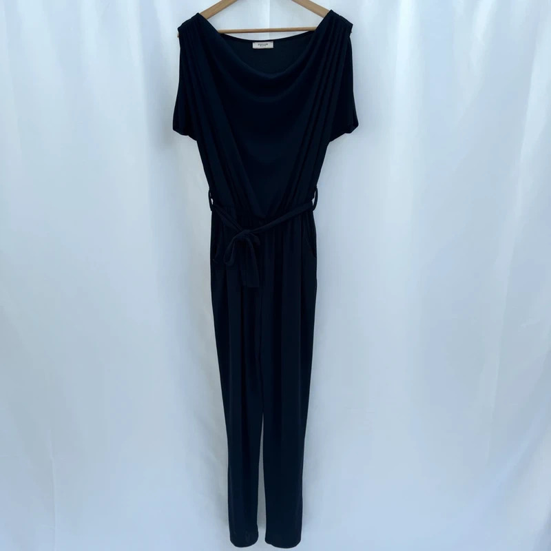 Fifilles Paris Navy Cowl Neck Belted Jumpsuit Pockets M UK 12-14