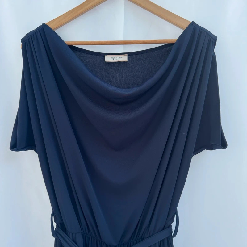 Fifilles Paris Navy Cowl Neck Belted Jumpsuit Pockets M UK 12-14 - Image 2