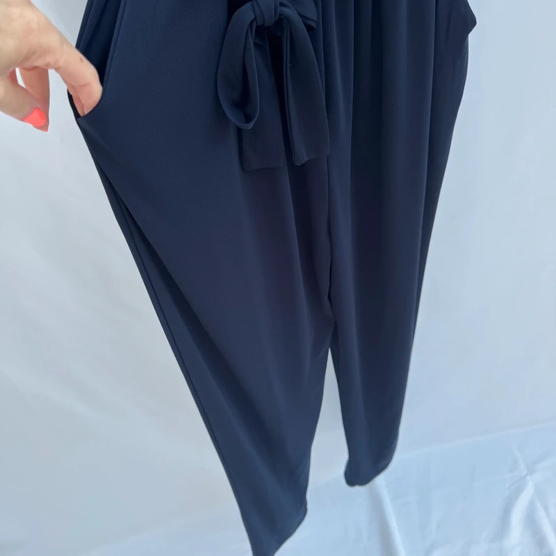 Fifilles Paris Navy Cowl Neck Belted Jumpsuit Pockets M UK 12-14 - Image 4