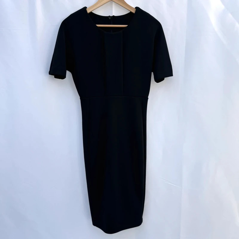 H&M Black Structured Pencil Midi Dress Size EUR 38 / UK 10