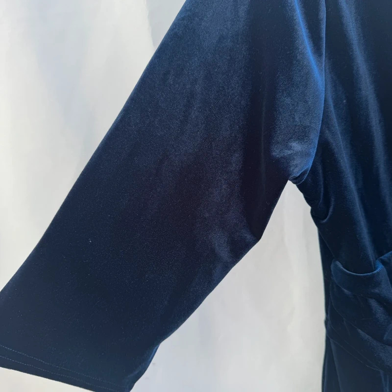 Pretty Kitty Fashion Navy Velvet Midi Dress UK 16 BNWT Wrap V-Neck 3/4 Sleeves - Image 7