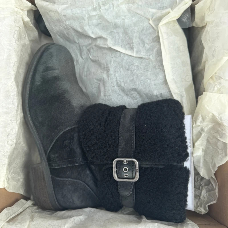 UGG Blayre III Black Suede Shearling Cuff Ankle Boots UK 5 EU 38 Boxed - Image 2