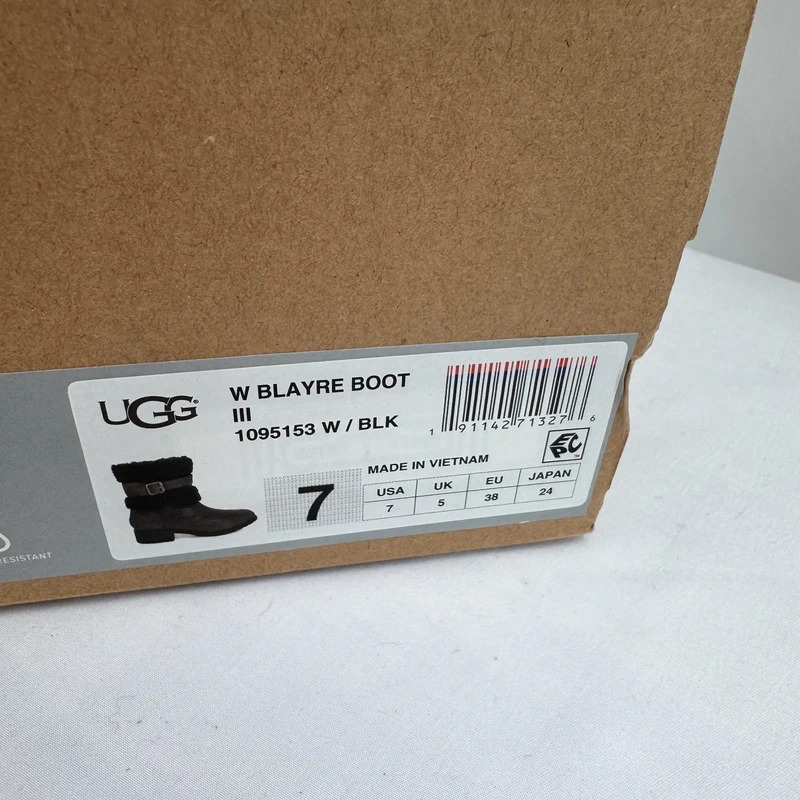 UGG Blayre III Black Suede Shearling Cuff Ankle Boots UK 5 EU 38 Boxed - Image 14