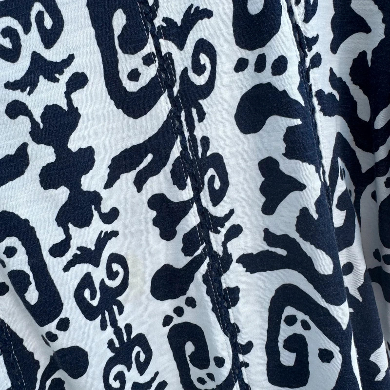 Next Navy & White Paisley Print Flutter Sleeve Cotton Top UK 16 - Image 2