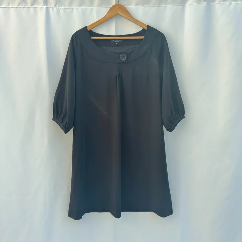Betty Jackson Studio Black Tunic Dress Size 16 Smart Office Shift Minimalist UK